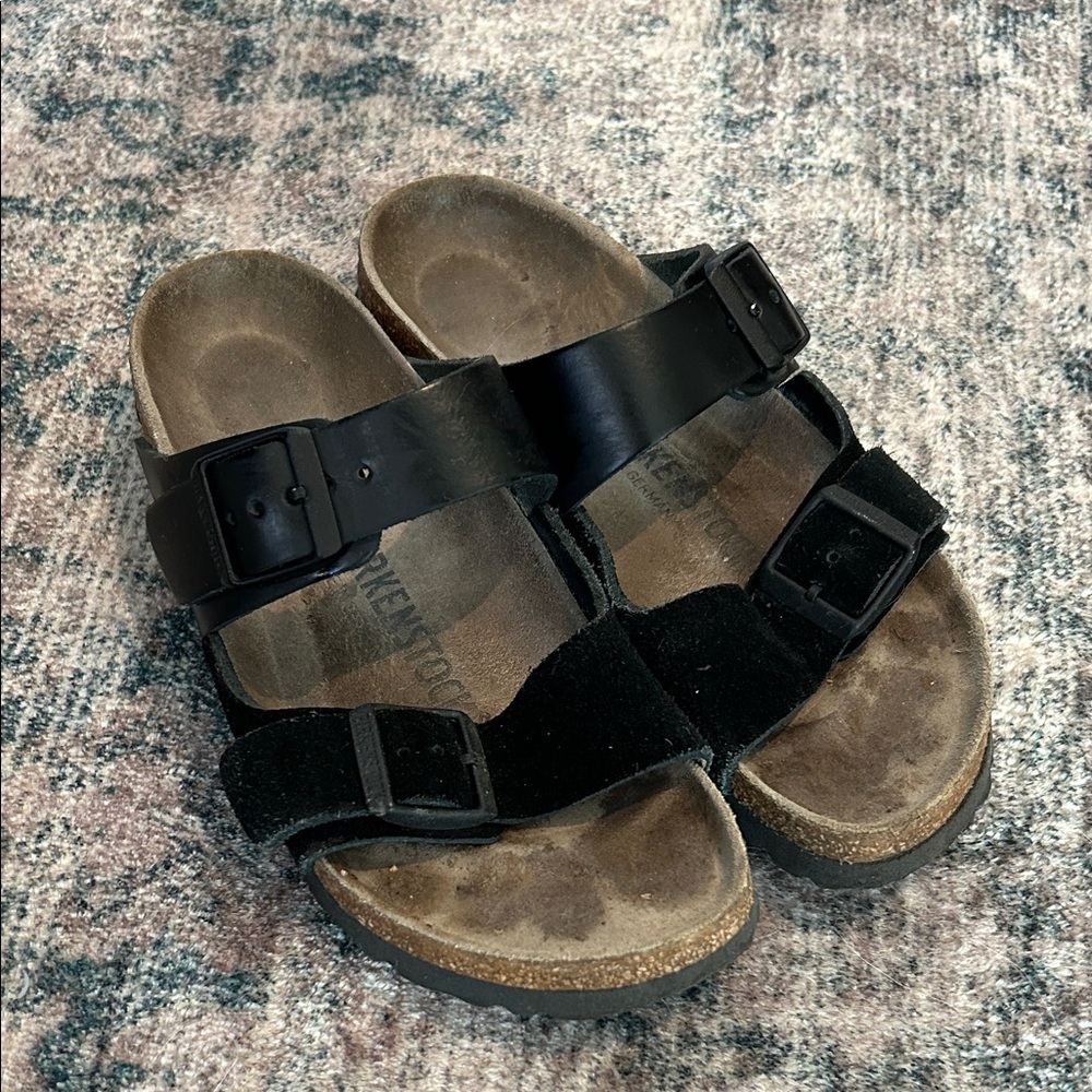 Birkenstock 35 5 5.5 Arizona suede and leather two tone strap sandal